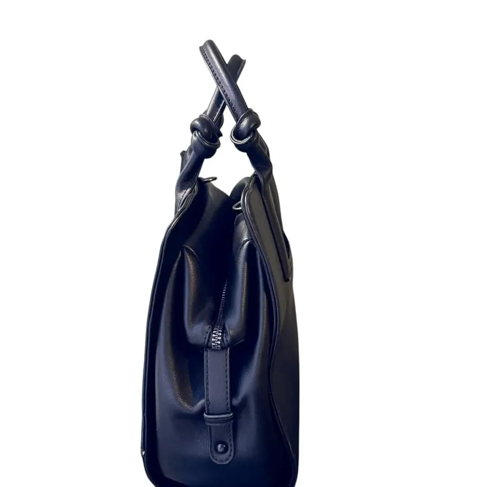 French Connection Black Artemis Knotted Top Handle Purse